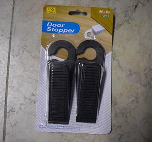 2 Door Stop Wedges Black Plastic Stoppers Doorstop