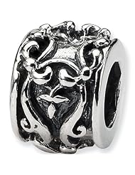 Reflection Beads Silver Damask Ivy Flower Bead