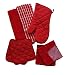 The Spotted Moose Colorful Red and White 7 Piece Kitchen Linen Bundle With 2 Dish Towels, 2 Dish Cloths, 2 Potholders, and 1 Oven Mitt