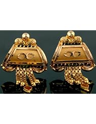 Handcrafted Earrings with Charm - 18 K Gold