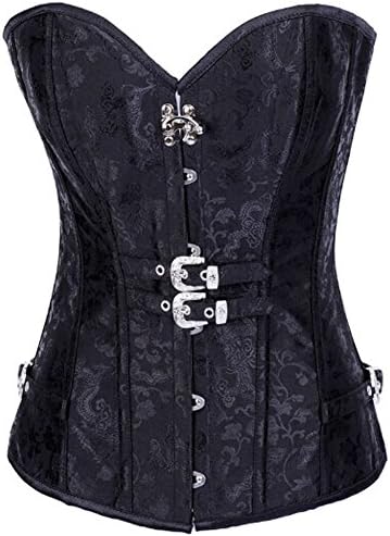 AliceCorset Women's Leather Spiral Steel Boned Waist Cinching Steampunk Corset Medium