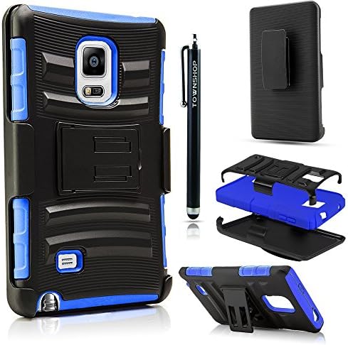 Townshop[TM] For Samsung Galaxy Note Edge Extreme Rugged Blue/Black Heavy Duty Impact Armor Hybrid Kickstand Phone Cover with Belt Clip Holster Case + Townshop[TM] Stylus Pen