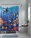 Ocean Blue Tropical Fish Vinyl Shower Curtain - 70 in. W x 72 in. L