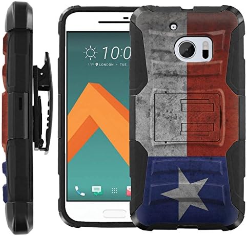 [Texas Flag] HTC 10 Case [COMBAT] Rugged Holster Combo Case Layer Hybrid [Defender Body] Hybrid Armor Kickstand Bumper Cover for [HTC 10]