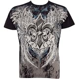 Royalty Fleur de Lis Metallic Silver Embossed Short Sleeve Crew Neck Cotton Mens Fashion T-Shirt ( 2 Colors )