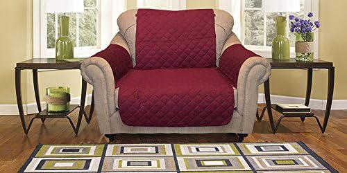 Reversible Furniture Protector with elastic strap. Comes in variation sizes. Choose from Sofa protector, Loveseat protector, and Chair protector. Protect your furniture from stains, spills, pets and children accidents (Chair, Burgundy/Taupe)
