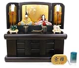 「秀光オリジナル限定品 雛人形木目込親王コンパクト収納飾りセット 飾り台兼用の木目格子の収納箱に小さく収納。優雅な造形と古典的なお顔立ち」の画像