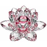 Amlong Crystal High Quality Hue Reflection Crystal Lotus Flower with Gift Box, 3-Inch, Red