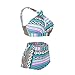 High Waisted Floral Bikini Front Cross Blue Tribal Plus Size Swimwear-KJX005-BE3