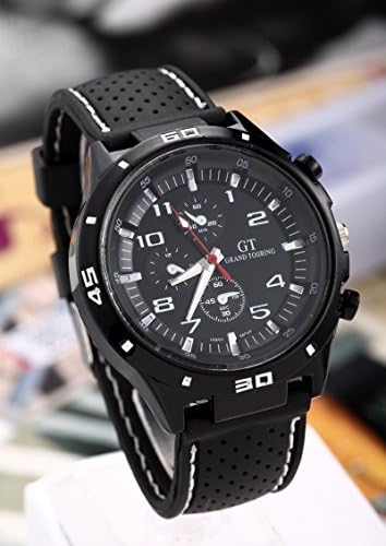 GT Furious Racing Sport Watch Military Pilot Aviator Army Style Black Silicone Faddish F1 Men's Watches