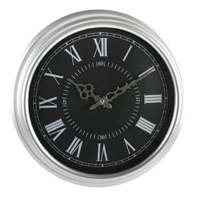 RETRO ANTIQUE SILVER LARGE WALL CLOCK - STUNNING OFFICE STUDY LOUNGE CONTEMPORARY CLOCK