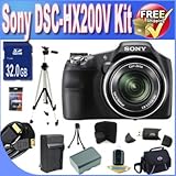 Sony Cyber-shot DSC-HX200V 18.2 MP Exmor R CMOS Digital Camera with 30x Optical Zoom and 3.0-inch LCD (Black) + 32GB SDHC Class 10 Memory Card + Extended Life Battery + Ac/Dc Rapid Charger + USB Card Reader + Memory Card Wallet + Deluxe Case w/Strap + Shock Proof Deluxe Case + Mini HDMI to HDMI Cable + Professional Full Size Tripod + Accessory Saver Bundle!