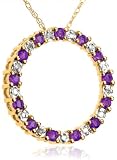 10k Yellow Gold Amethyst & Diamond Circle Pendant, 18