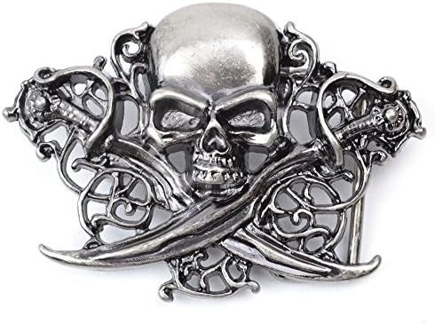 Cool 3D Cross Pirates knife Skull Metal belt buckle Suitable for 3.8cm belt classic gift T006