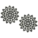 14K White Gold 1/4 ctw Diamond Sunburst Earrings