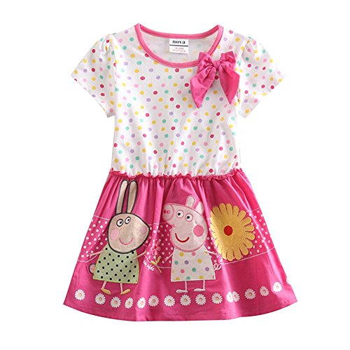 Coralup Little Girls Skirt Cotton Dress NP127 (7-8 Years, Pink)