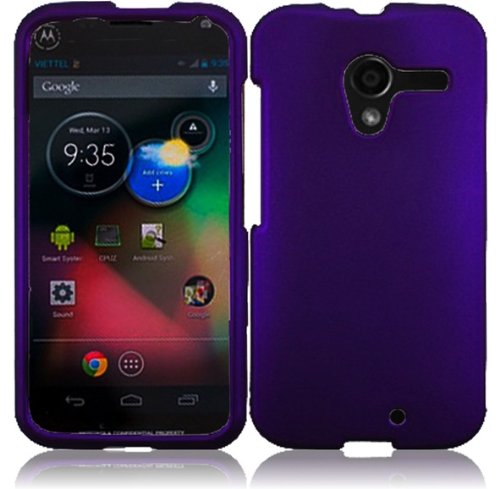 For Motorola Moto X Phone Rubberized Hard Snap On Cover Case Dark Purple Accessory