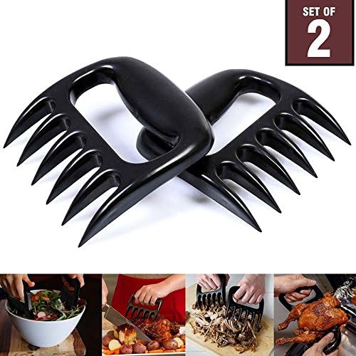 Bear Paws Meat | Set of 2 Black Bear Paw Shredder / BBQ Meat Handler Forks / Pulled Pork Shredder Claws with Sharp Claws | Perfect Grilling Tool for Quick Meat Shredding and Lifting Hot Food | 876