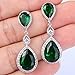 EVER FAITH Cubic Zirconia May Birthstone Tear Drop Wedding Prom Dangle Earrings Green Silver-Tone