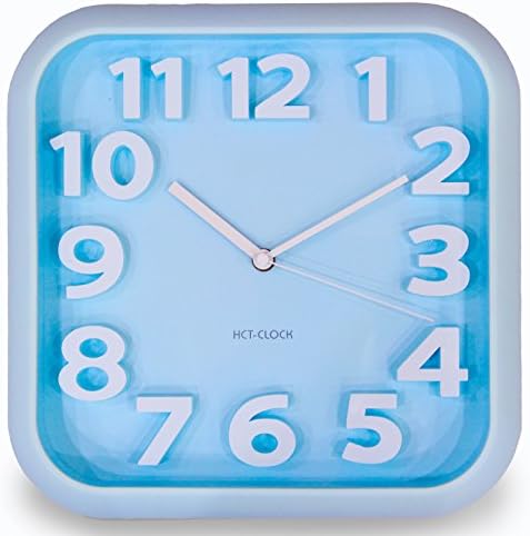 JustNile 3D Modern Contemporary Wall Clock - 12" Square Blue