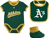 Oakland Athletics Infant Green Triple Play 3-Pack Bib, Bootie, and Creeper Combo