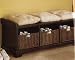 Coaster Entryway Bench with Storage Baskets and Cushions, Black