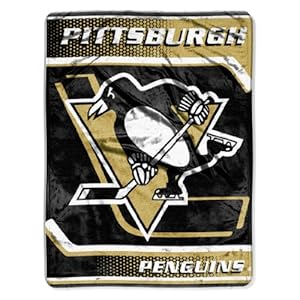 NHL Pittsburgh Penguins Banner Royal Plush Raschel Throw Blanket, 60x80-Inch