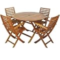 York 4 Seater Round Hardwood Garden Furniture Set 4