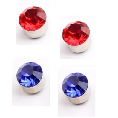 【クリックで詳細表示】改良 版 5 mm 4個 SET！ マグネット 磁石 ピアス マグピ メン ズ レディー ス 黒 白 赤 青 桃 紺 左右 2個 x 2 の 組み合わせ クリーニング クロス セット (12. 赤 2個 ＆ 紺 2個)： ジュエリー通販