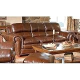 Aspen Leather Sofa with Nailhead Trim Leather: Tuscany Carnival