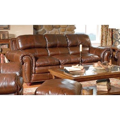 Aspen Leather Sofa with Nailhead Trim Leather: Tuscany Carnival