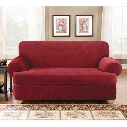 Garnet Stretch Pique 2 Piece T Cushion Sofa