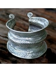 Sterling silver cuff bracelet, Snake Skin