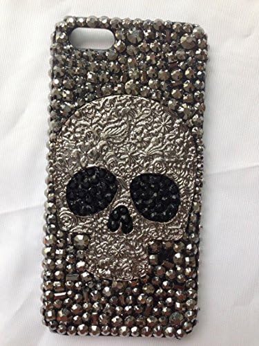Cucase(tm) New Skull Apple Iphone6 5.5" 5.5 Inch Case Women Girl Christmas Gift 3d Bling Crystal Rhinestone Case Cute Case for Iphone6 Plus 5.5 Inch 6pls Iphone6 5.5" Inch Case and Iphone4 Iphone5 Clearance (Free Protector Skin and Cleaning Cloth) (iphone5c clearance)