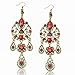 Long Crystal CZ Teardrop Vintage Copper Eardrop Hook Red Dangle Earrings