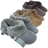 Womens Faux Suede Furry Bootee Slipper Ladies Warm Slippers Sizes UK 3 4 5 6 7 8