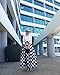 Persun Women Contrast Polka Dot Print Maxi Skater Skirt