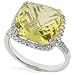 1/3 carat Diamond and 11x11mm Lemon Quartz Ring in 14k White Gold