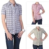 Hailey Jeans Co Womens Ruffled Front Snap Button Plaid Top