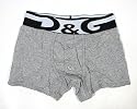 DOLCE & GABBANA "Maxi Logo" Herren Regular Boxer Shorts mit Eingriff Stretch-Cotton (Grau/Schwarz)