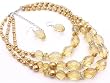 Amber Crystal Beads Multi-strands Chunky Beads Necklace