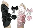 Elastic Wrist Fingerless Mitt Shortie Gloves, Shiny Satin with Snap-On Accessories in Light Pink