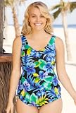 Beach BelleĀ® Rainforest Plus Size Sarong Front Swimsuit - Women's Swimsuit Plus Size Swimsuits