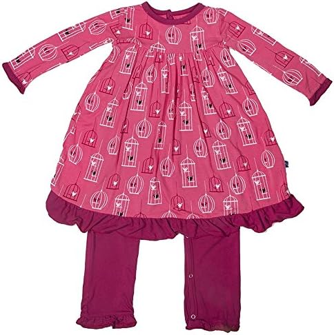 KicKee Pants Baby Girls Dress Romper (18-24 Months, Winter Rose Birdcage)