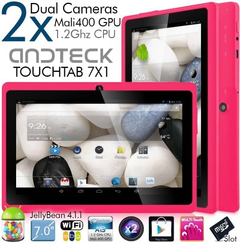 Andteck TouchTab 7" Dual Camera Google Android 4.1 Tablet PC, 7-inch, Wi-Fi, A13 1.2Ghz [2014 Model] (Hot Pink)