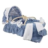 Chambray and White Trim Moses Basket by Wendy Anne