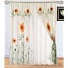 2 Panel of White, Green, and Yellow 3D Sunflower Window Curtain/drapes with Attach Valance and Sheer