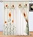 Chezmoi Collection 2-Panel of White/Green/Yellow 3D Sunflower Window Curtain/Drapes with Attached Valance and Sheer