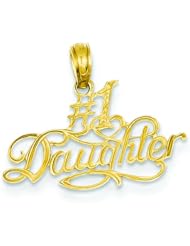 14K Yellow Gold #1 Daughter Charm Love Pendant Jewelry