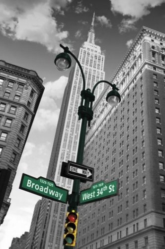 1art1 54458 New York - Empire State Building, Broadway, West 34th Street Poster, 91 x 61 cm